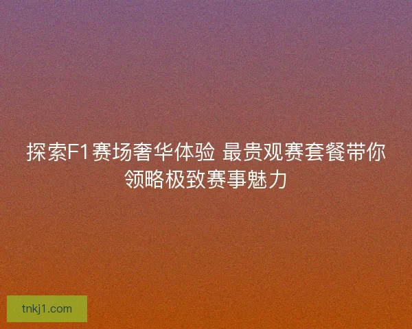 探索F1赛场奢华体验 最贵观赛套餐带你领略极致赛事魅力